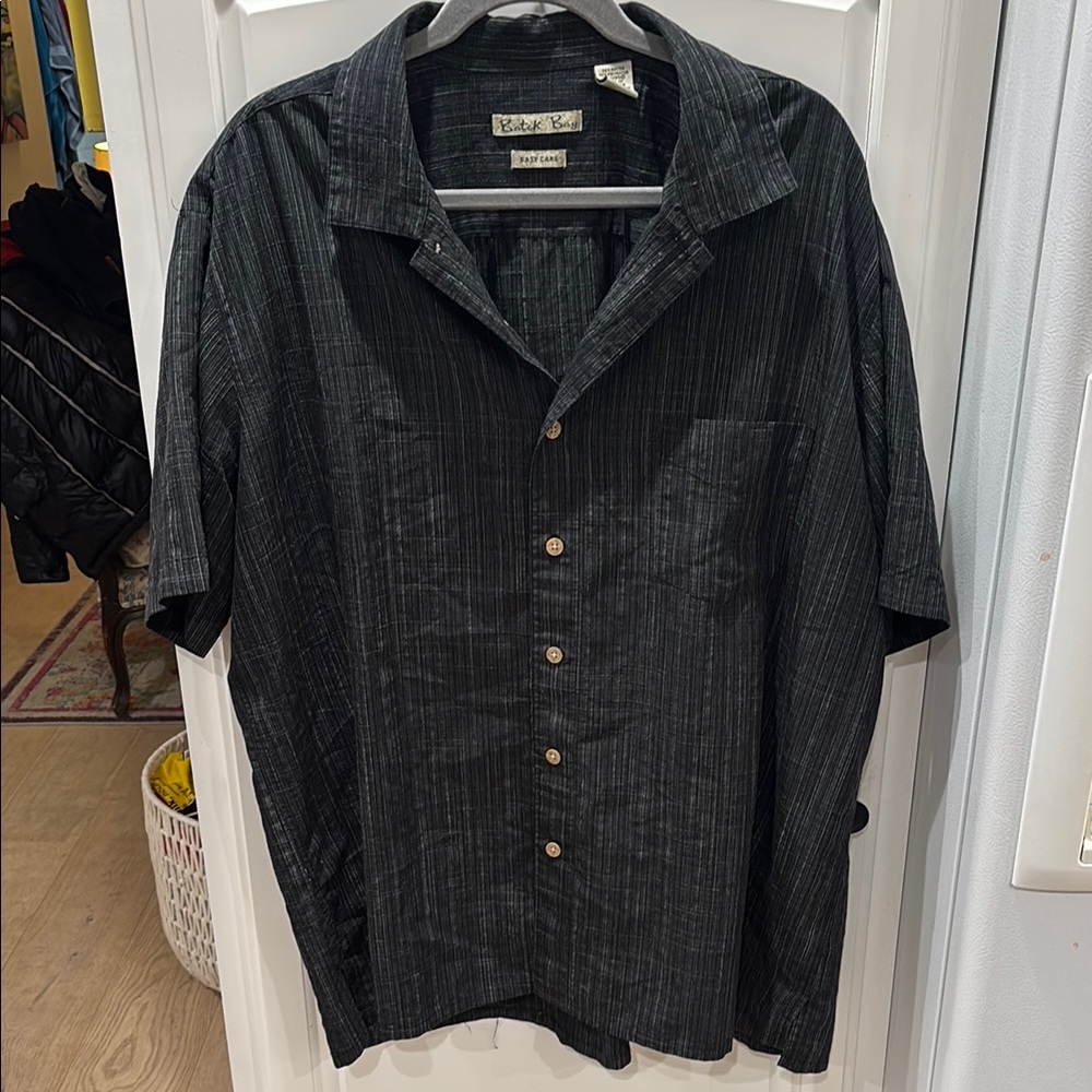 Black Casual Button Down Shirt with Short Sleeves